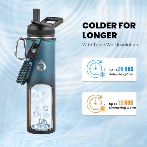 Insulated Water Bottle 24 oz, Triple Wall Vacuum Stainless Steel