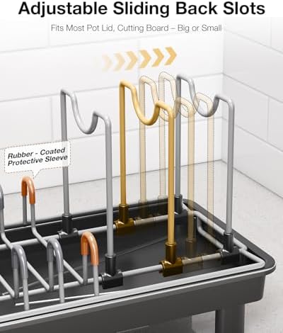 Small Dish Drying Rack with Drainboard, Compact for Kitchen Counter, Black