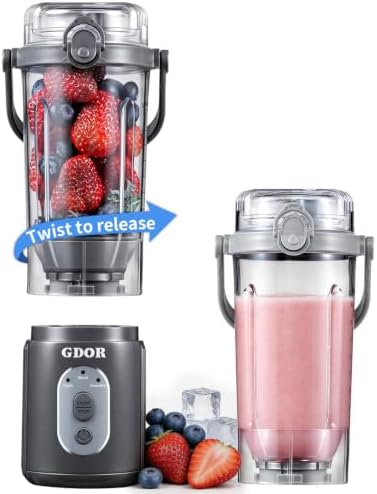 Portable Blender, Smoothie Blender Cordless, 2*23oz Cups, Auto Program