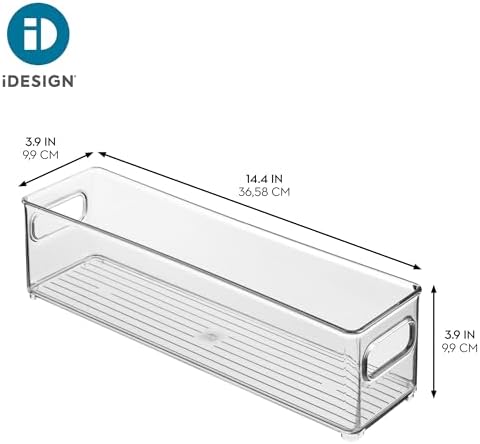 Stackable Fridge Bin with Handles, Set of 3, Clear