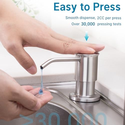 Built-in Soap Dispenser for Kitchen Sink, Soap Dispenser Pump Set with 17oz Bottle and 47.2-inch Extension Tube Kit for Dish Detergent - Stainless Steel, Brushed Nickel