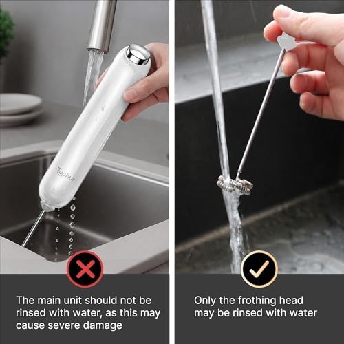 InstaWhisk Milk Frother with Variable Speed, Rechargeable Coffee Frother Wand with Detachable Double Whisk, Handheld Electric Stirrer for Latte, Cappuccino, Matcha, Almond Milk, Protein, White - Image 4