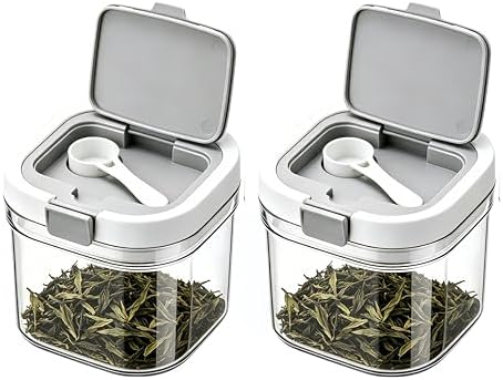 2 Pack Air Tight Loose Leaf Tea Storage Organizer Containers Set
