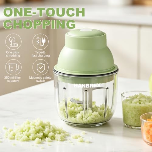 Electric Wireless Garlic Chopper, 350ml, Light Green