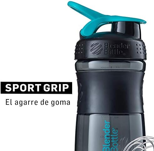 BlenderBottle SportMixer Tritan Grip Shaker Bottle, Transparent Black/Teal, 28-Ounce - Image 4