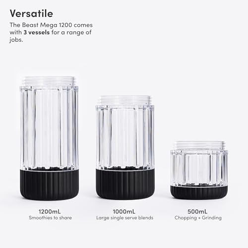 Beast Mega 1200 Plus Countertop Blender, XL Vessel, Carbon Black, 1200W - Image 5