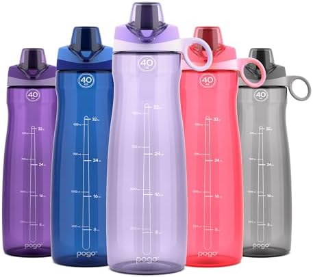 Pogo 40oz Plastic Water Bottle with Chug Lid and Carry Loop, Lilac by Pogo