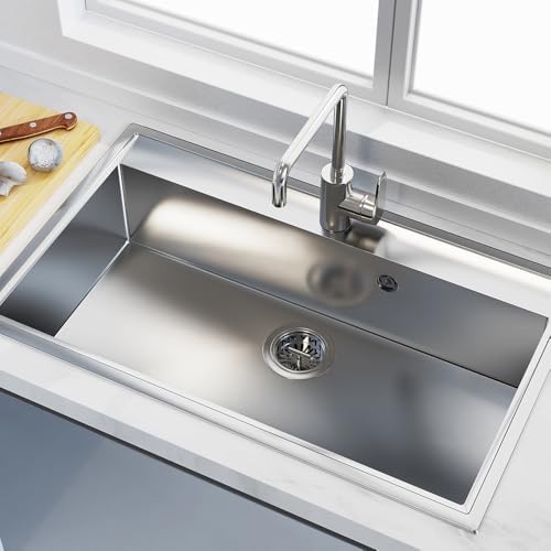 Kitchen Sink Drain Sink Strainer 3-1/2 Inch Drain Assembly Kit Replacement for Universal 3.5 Inch Kitchen Sink, All Stainless Steel Body with Strainer Basket and Drain Stopper (9171，Stainless)