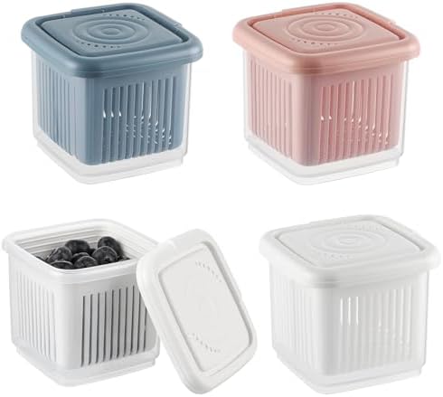 4 Pcs Berry Basket and Colander, Berry Storage Container for Fridge, Small Fruit Container for Grape, Cherry