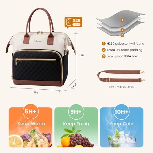 Lunch Bag Women, Insulated Lunch Box for Women with Cup Holder
