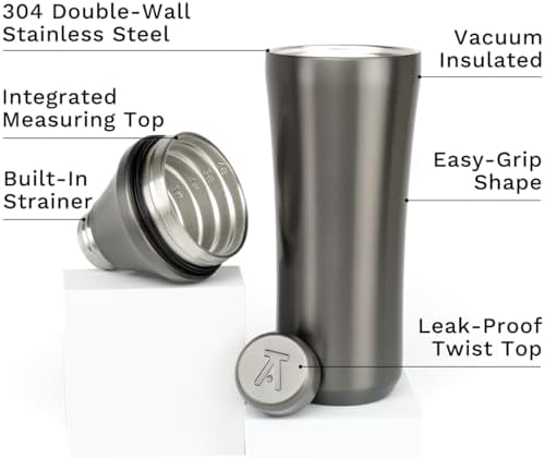 Hybrid Cocktail Shaker, Vacuum Insulated Stainless Steel, Gunmetal, 28 oz