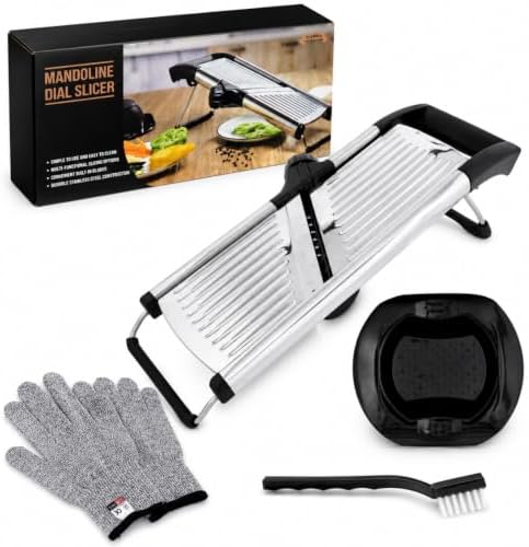 Mandoline Slicer Stainless Steel Adjustable V-Blade, 36 Slice Options