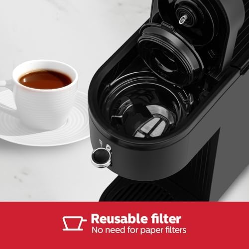 Holstein Housewares 2-in-1 Single Serve Coffee Maker, Dual Brew, Compatible with K-Cup Pods & Ground Coffee, Reusable Filter Included, Compact Drip Coffee Machine, 14oz Tank, Fits Most Cups - Black - Image 3