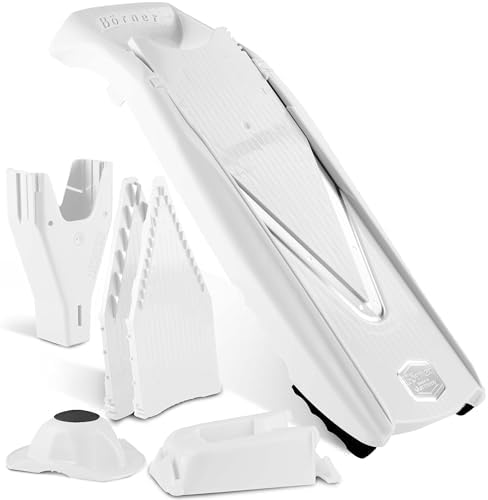 Börner Mandoline Slicer V5 (Professional Set) • Adjustable Vegetable Slicer (7-piece) • 10 Cutting Styles • Kitchen Slicer incl. Docking Station • Stainless Steel V-Blade • Color: White - Image 7