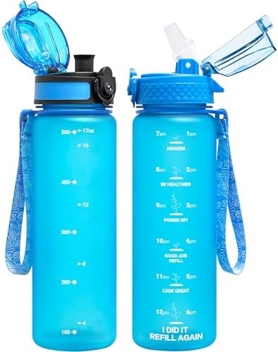 Kids Water Bottle 17 Oz, Tritan, 2 Lids, Straw & Chug, Leakproof