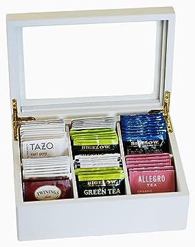 Wooden Tea Organizer For Tea Bags, White