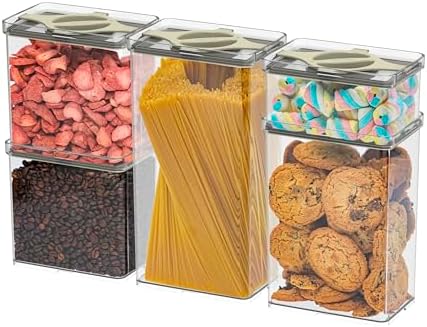 Airtight Pantry Storage Container 5 PC Set Twist-Lock Lid, Sand