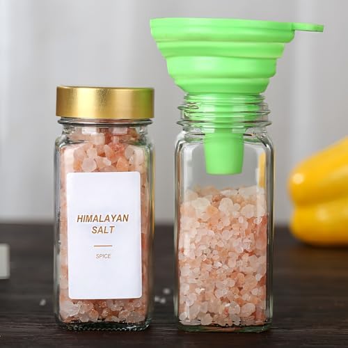 48 Gold Spice Jars with Labels, 4oz Seasoning Jars for Cabinets, Drawers