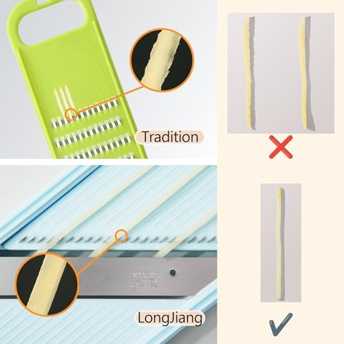LongJiang S2 Mandoline Slicer Set, Adjustable Thickness, 0.09-0.15 inches (2.5-4 mm), Safety Hand Guard, Adjustable Slicing Shredding, for Cabbage, Potato, Tomato, Carrot, Vegetables and Fruits - Image 5