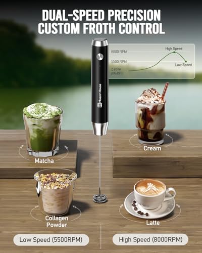 LunaFro Lite Rechargeable Milk Frother,Detachable Whisk