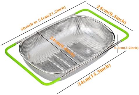 Tenta 5 Quart Over Sink Strainer Colander Basket Stainless Steel For Kitchen collapsible colander, Dishwasher Safe Draine Strain Fruits,Vegetables,Pasta,Greens.