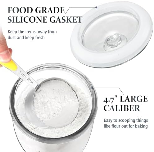 Wide Mouth Glass Jar with Airtight Lid, 1/2 Gal Clear Container