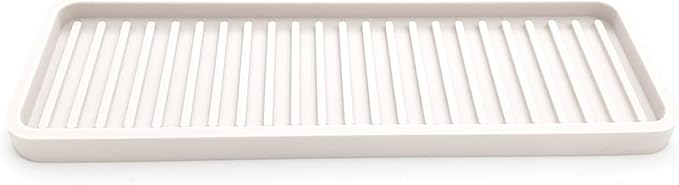 Silicone Sink and Surface Organizer Tray, Sponge Holder, Vanity Tray, Heat Safe, Dishwasher Safe, for Bathroom and Kitchen Organization (Vanilla Cream, 12"x4")