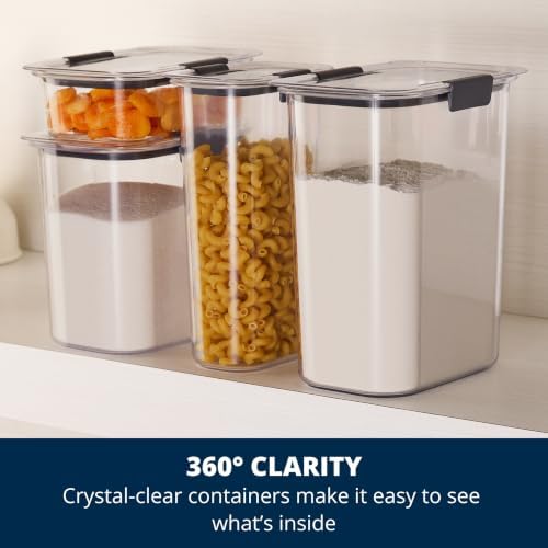 Brilliance 12-Cup Airtight Food Storage Container, Perfect for Pantry Staples, Clear/Grey