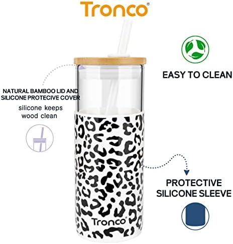 20 oz Glass Tumbler with Lids and Straws, Reusable Iced Coffee Cups