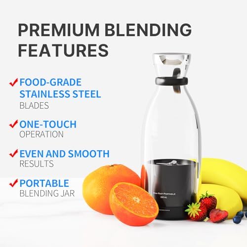 OTPEIR Portable Blender for Shakes and Smoothies with 11.83 Oz Travel Cup and Lid,Durable Stainless Steel Blades for Juice Blending Performance, Black - Image 3