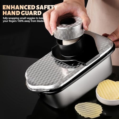 10 in1, 8 Blade Vegetable Chopper Food Grade Stainless Steel, Onion Mincer, Cutter, Dicer, Egg Slicer with Container, French Fry Cutter Potato Slicer, Home Essentials, Salad Chopper (Print Silver) - Image 2