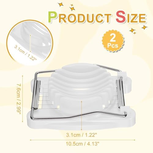 uxcell 2 Pack Egg Slicer for Hard Boiled Eggs, Stainless Steel Wire, White - Image 2