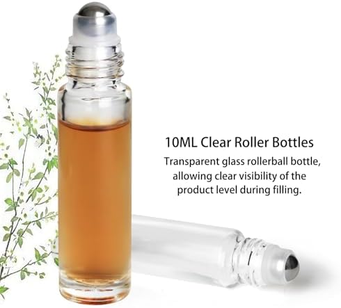 10ml Glass Essential Oil Roller Bottle, 24PCS Clear Essential Oil Roller Bottles with Stainless Steel Rollers - Refillable, Leak-Proof Design, Suitable for Travel and DIY Skincare Products. - Image 4