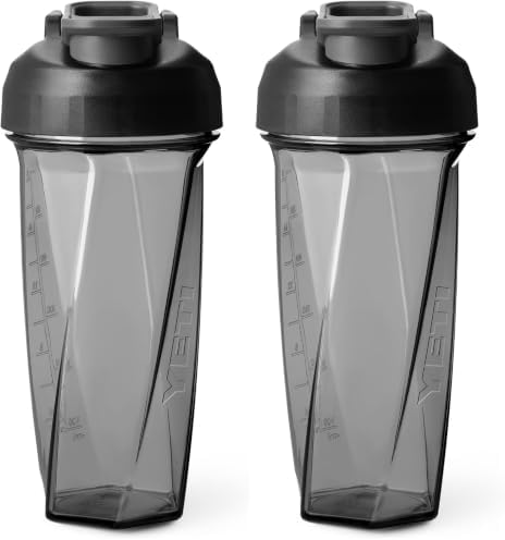 YETI Yonder Helimix Vortex Blender Shaker Bottle Holds up to 27oz | No Blending Ball or Whisk | USA Made | Portable Pre Workout Whey Protein Drink Shaker Cup | Dishwasher Safe, Charcoal (Pack of 2) by YETI