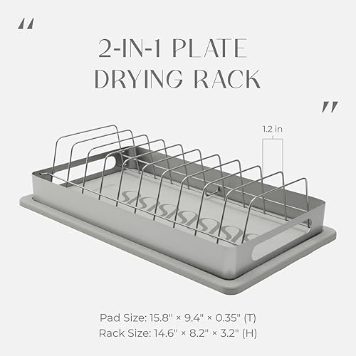 SUS304 Stainless Steel Dish Drying Rack with Diatomite Tray