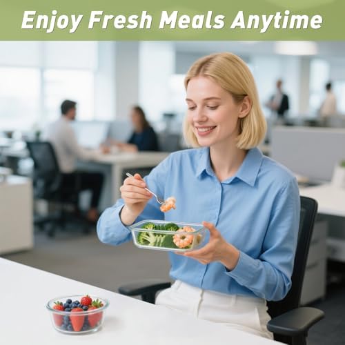 30 Piece Glass Food Storage Containers Set, Glass Meal Prep Containers with Lids, Airtight Lunch Box, BPA-Free, Microwave, Freezer & Dishwasher Safe