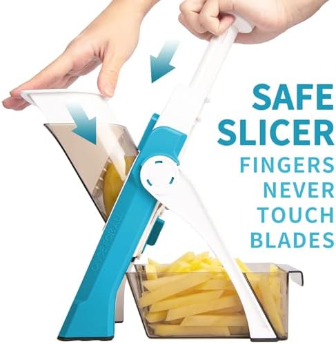ONCE FOR ALL Safe Mandoline Slicer Kitchen, All in 1 Vegetable Slicer, Blue - Image 2