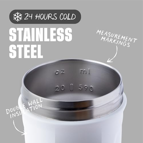 BlenderBottle Sport Flip Stainless Steel Shaker Bottle 24 oz White - Image 3