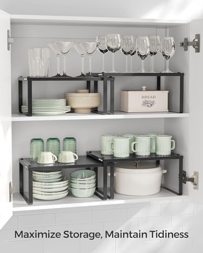 Set of 2 Metal Spice Racks, Stackable Expandable Shelf Risers