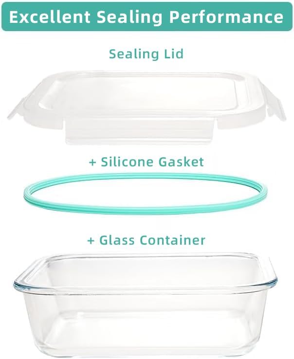 Glass Food Storage Containers with Airtight Lids - BPA-Free, Leak-Proof, Clear - for Lunch Meal Prep & Leftovers Set of 8