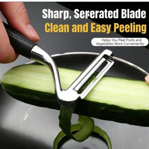 Serrated Vegetable Peeler Potato Peeler with Ergonomic Wood Handle