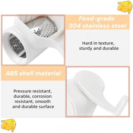 Manual Rotary Cheese Grater, Stainless Steel Drum, Easy Clean
