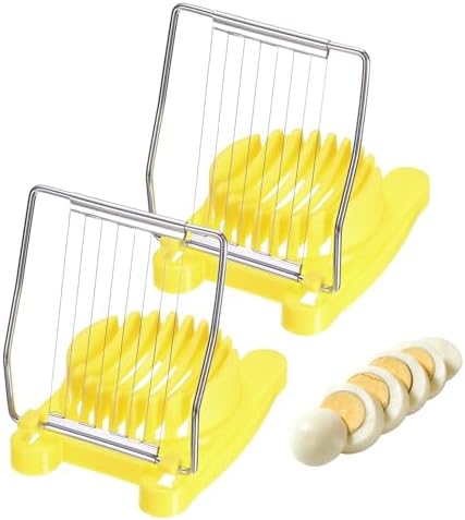 uxcell 2 Pack Egg Slicer for Hard Boiled Eggs, Stainless Steel Wire, Yellow by uxcell