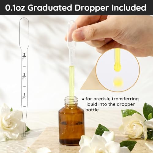 Segbeauty 1oz Amber Glass Dropper Bottles for Travel Toiletries, 4pcs Small Refillable Perfume Oil Bottles with Dropper, 30ml Travel Eye Droppers, Cosmetic Liquids Serum Container with Transfer Tool - Image 4
