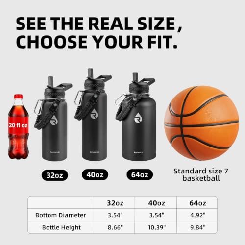 Insulated Water Bottle 64 oz, Triple Wall Vacuum Stainless Steel