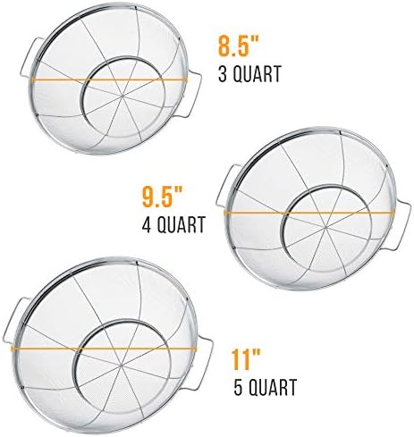 Set of 3 Stainless Steel Colander Strainers Net Baskets