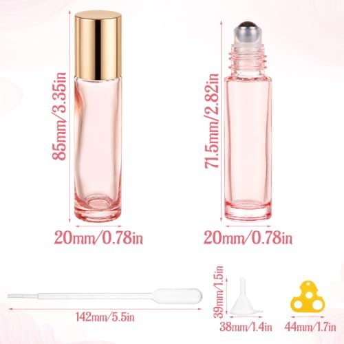 CertBuy 50 Pack 10ml Refillable Glass Roller Bottles for Essential Oils Leak-proof, UV-Resistant, Roll On Bottles Empty with Stainless Steel Roller Balls & Caps for Perfume, Lip Gloss, DIY, Travel - Image 2