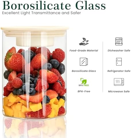 39oz Large Glass Salad Jars with Lids, Meal Prep Containers, 5pcs