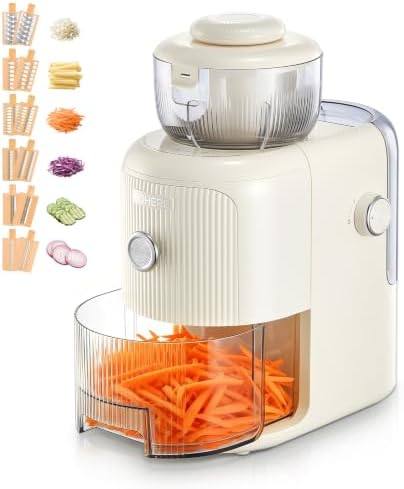 FOHERE Electric Cheese Grater, 6 in 1 Slicer Shredder for Kitchen by HOME