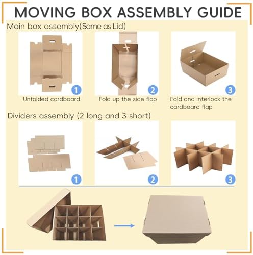 2 Pack Mug Moving Boxes, Cup Packing Boxes with Dividers, Handles & Lids